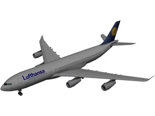 Airbus A340-200 Lufthansa 3D Model preview