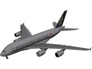 Airbus A380-800 Singapore Airlines 3D Model preview