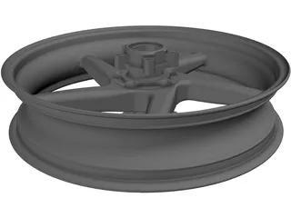 Wheel Motorcycle 5 Spoke Front 3D Model preview