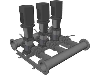 Grundfos Pump Set 3D Model preview