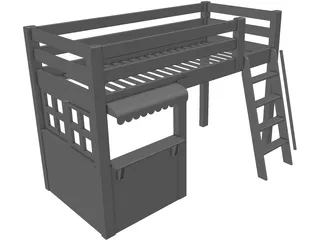 Loft Bed Children with Store 3D Model preview