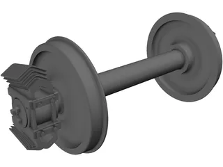 Freight Train Axle 3D Model preview