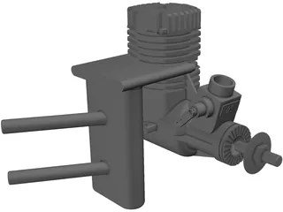 RC OS .50 Engine with Pitts Muffler 3D Model preview