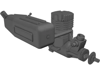 RC OS .50 Engine with Standard Muffler 3D Model preview