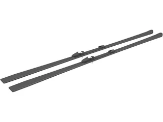 Ski Single Tip with Bindings 3D Model preview