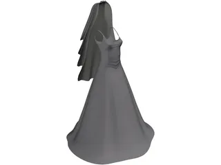 Wedding Dress 3D Model preview