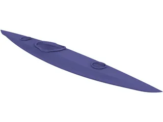 Tandem Kayak Boat 3D Model preview