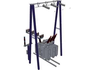 Electric High-voltage Transformers 3D Model preview