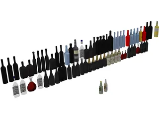 Bar Bottles Collection 3D Model preview