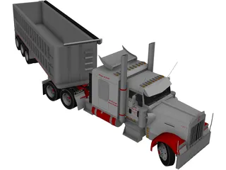 Kenworth W900 with Trailer 3D Model preview