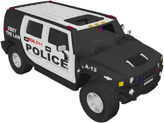 Hummer H2 Police 3D Model preview