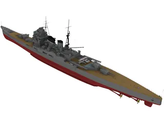 Heavy Cruiser Takao (1932) 3D Model preview