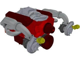 SBC Dual Turbo Engine 3D Model preview