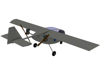 Manticore Single Seat Twin Pusher Aeroplane 3D Model preview