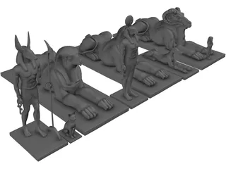 Egyptian Statues 3D Model preview