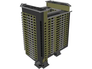 Inhabited high-rise building 3D Model preview
