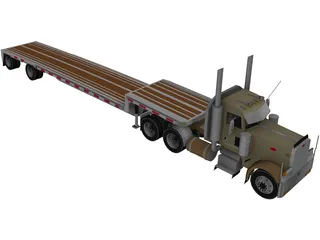 Peterbilt with Reitnouer Trailer 3D Model preview