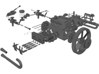 4-Cylinder Boxer Engine 3D Model preview