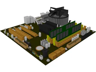microATX Intel System Board 3D Model preview