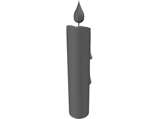 Candle With Wax Spilled 3D Model preview