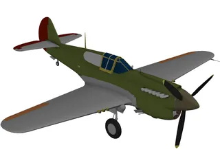 Curtiss P-40E 3D Model preview