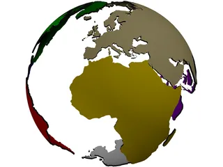 Globe Land Masses 3D Model preview