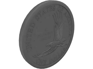 Coin Gold Dollar 3D Model preview