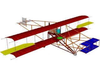 Biplane Curtis Pusher 3D Model preview