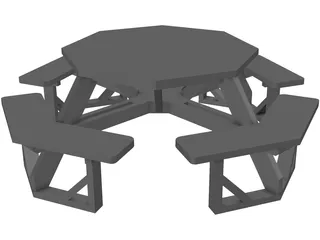 Octogonal Garden Table 3D Model preview