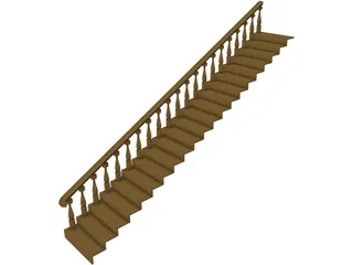 Wood Stair 3D Model preview