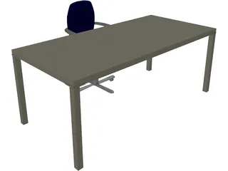 Working Desk 3D Model preview