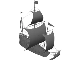 Caravel Sailing Ship 3D Model preview