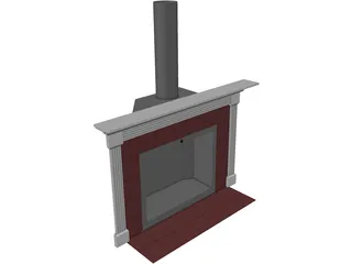 Basic Home Fireplace and Mantle 3D Model preview