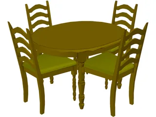 Table with Chairs 3D Model preview