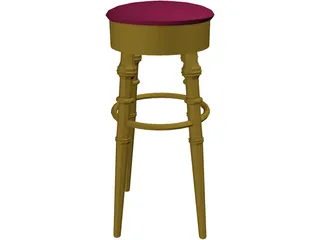 Barstool Brass 3D Model preview