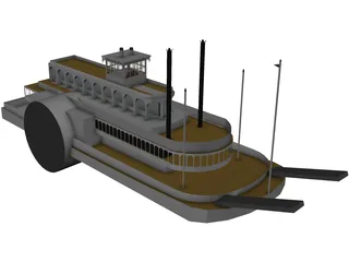 Steamboat SideWheel (1900) 3D Model preview