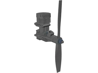RC Motor 2T Airplane 3D Model preview