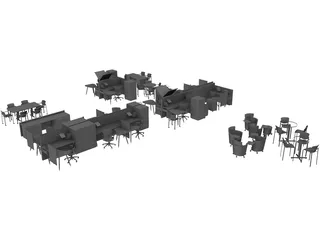Office Furniture Set 3D Model preview