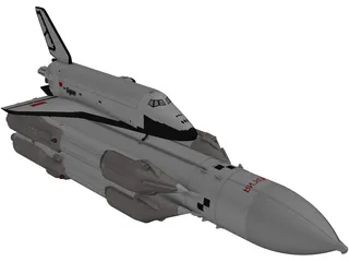 Buran-Energia Space Shuttle with Rocket 3D Model preview