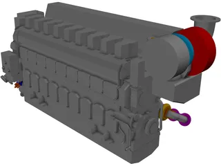 Marine Engine 3D Model preview