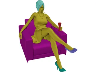 Woman on Chair 3D Model preview