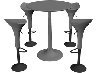 Bar Stool with Table 3D Model preview
