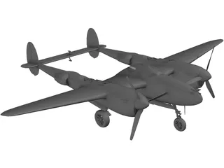 Lockheed P-38 Lightning 3D Model preview