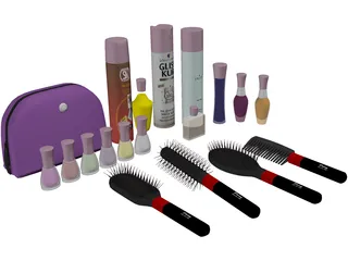 Woman Makeup and Accessories 3D Model preview