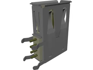 Female USB Connector 3D Model preview