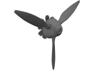 9-Cylinder Rotor Engine 3D Model preview