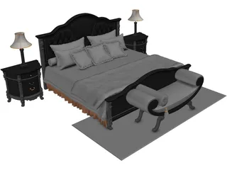 Classic Bedroom Set 3D Model preview