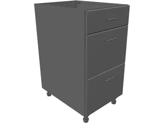 3 Drawer Cabinet 3D Model preview
