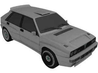 Lancia Delta HF Rally Car 3D Model preview