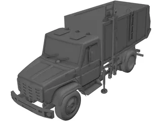 GAZ-3309 Garbage Truck 3D Model preview